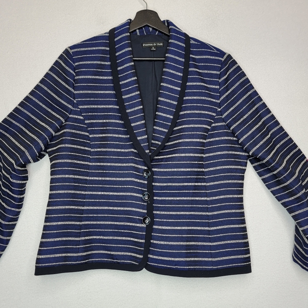 NWT Presron & York Blue Striped Women's Blazer SIZE 18‎